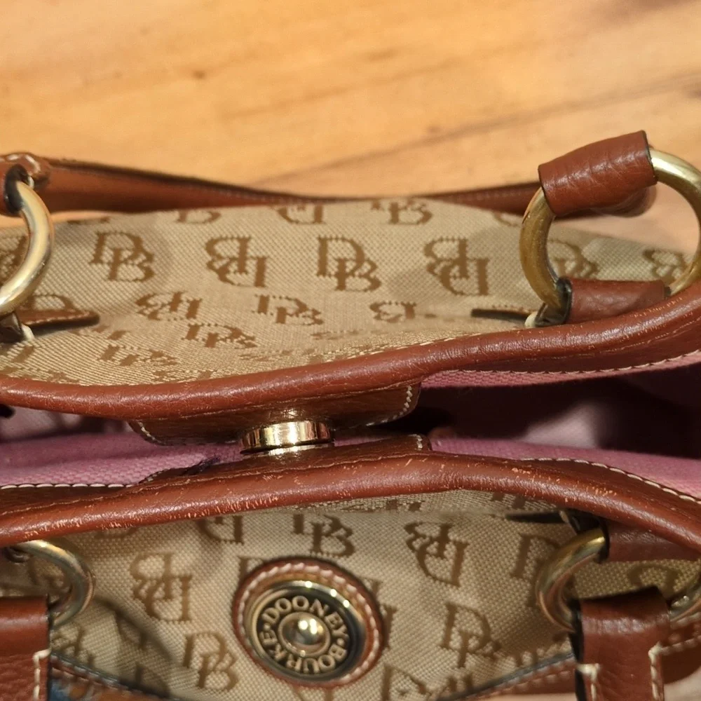 Dooney & Bourke  GUC Canvas Monogram Brown Tote Purse COA & Registration Card - Picture 9 of 15